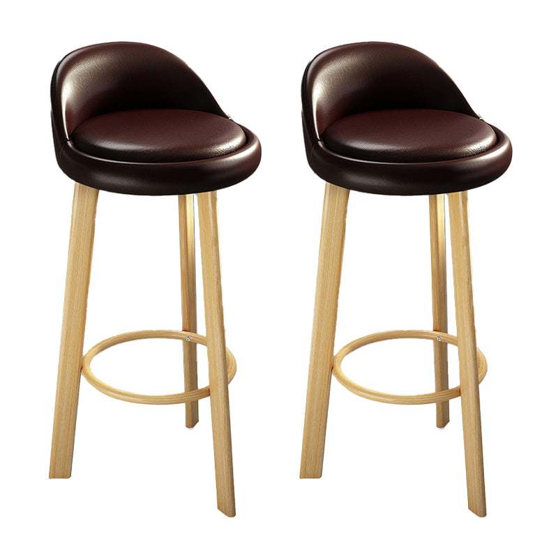 Contemporary Leather Counter Height Stools Bucket Bar Stool for Indoor Light Brown 2 Piece Set Clearhalo 'Bar Furniture' 'Bar Stools' 'bar_stools' 'furn' 'furn_bar_stools' 'Furniture' 'Kitchen & Dining Furniture' 6408298