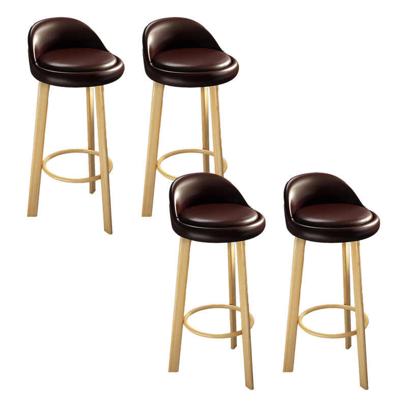 Contemporary Leather Counter Height Stools Bucket Bar Stool for Indoor Light Brown 4 Piece Set Clearhalo 'Bar Furniture' 'Bar Stools' 'bar_stools' 'furn' 'furn_bar_stools' 'Furniture' 'Kitchen & Dining Furniture' 6408299