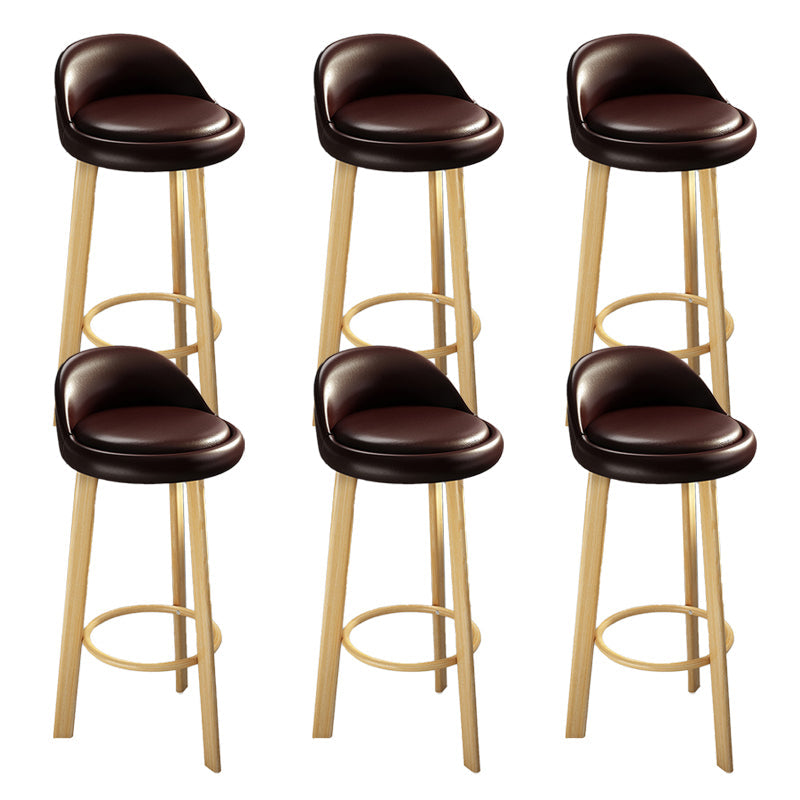 Contemporary Leather Counter Height Stools Bucket Bar Stool for Indoor Light Brown 6 Piece Set Clearhalo 'Bar Furniture' 'Bar Stools' 'bar_stools' 'furn' 'furn_bar_stools' 'Furniture' 'Kitchen & Dining Furniture' 6408300