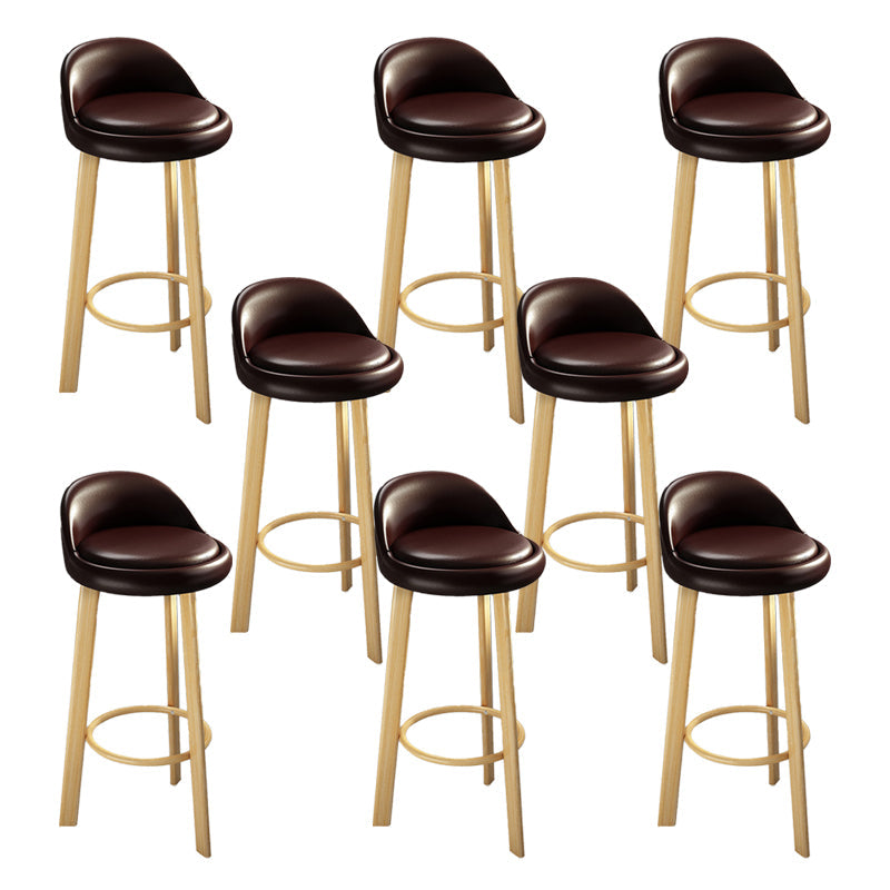 Contemporary Leather Counter Height Stools Bucket Bar Stool for Indoor Light Brown 8 Piece Set Clearhalo 'Bar Furniture' 'Bar Stools' 'bar_stools' 'furn' 'furn_bar_stools' 'Furniture' 'Kitchen & Dining Furniture' 6408301