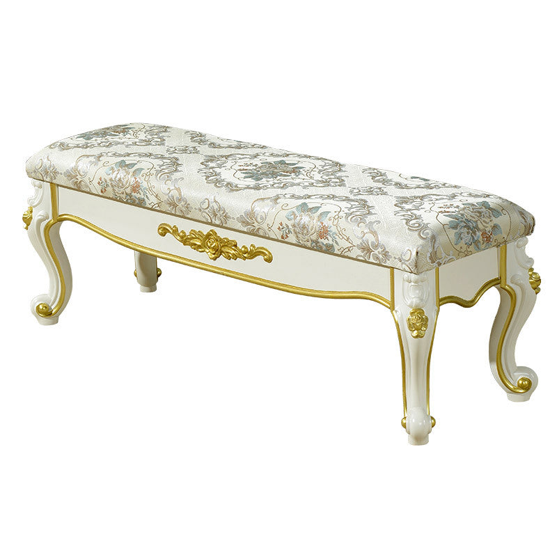 Upholstered Rectangle Seating Bench Cushioned Entryway and Bedroom Bench with Legs Cotton White Clearhalo 'Benches' 'Chairs & Seating' 'furn' 'furn_benches' 'Furniture' 'Living Room Furniture' 6408373