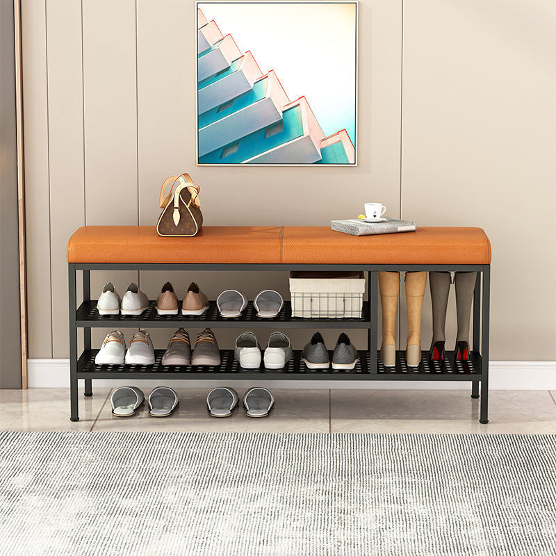 12.6 Inch Wide Modern Cushioned Entryway Bench Foam Bench with Shoe Storage Orange Clearhalo 'Benches' 'Chairs & Seating' 'furn' 'furn_benches' 'Furniture' 'Living Room Furniture' 6408380