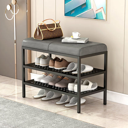 12.6 Inch Wide Modern Cushioned Entryway Bench Foam Bench with Shoe Storage 24"L x 13"W x 18.5"H Dark Gray-Black Clearhalo 'Benches' 'Chairs & Seating' 'furn' 'furn_benches' 'Furniture' 'Living Room Furniture' 6408381