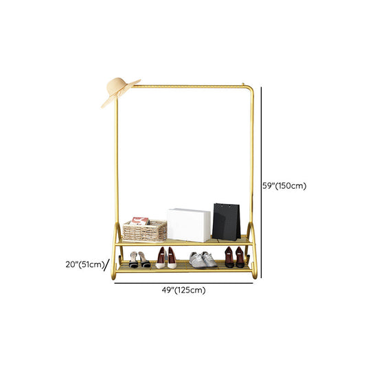 Glam Hall Stand Metal encadré étagères de rangement de rail suspendu et 2 crochets