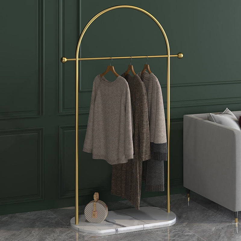 Luxurious Metallic Coat Hanger Pure Color Free Standing Marble Base Coat Rack 33"L x 12"W x 69"H Gold-White Basket Not Included Clearhalo 'Entry & Mudroom Furniture' 'furn' 'furn_hall_tree_coat_racks' 'Furniture' 'Hall Trees & Coat Racks' 'hall_tree_coat_racks' 6408545