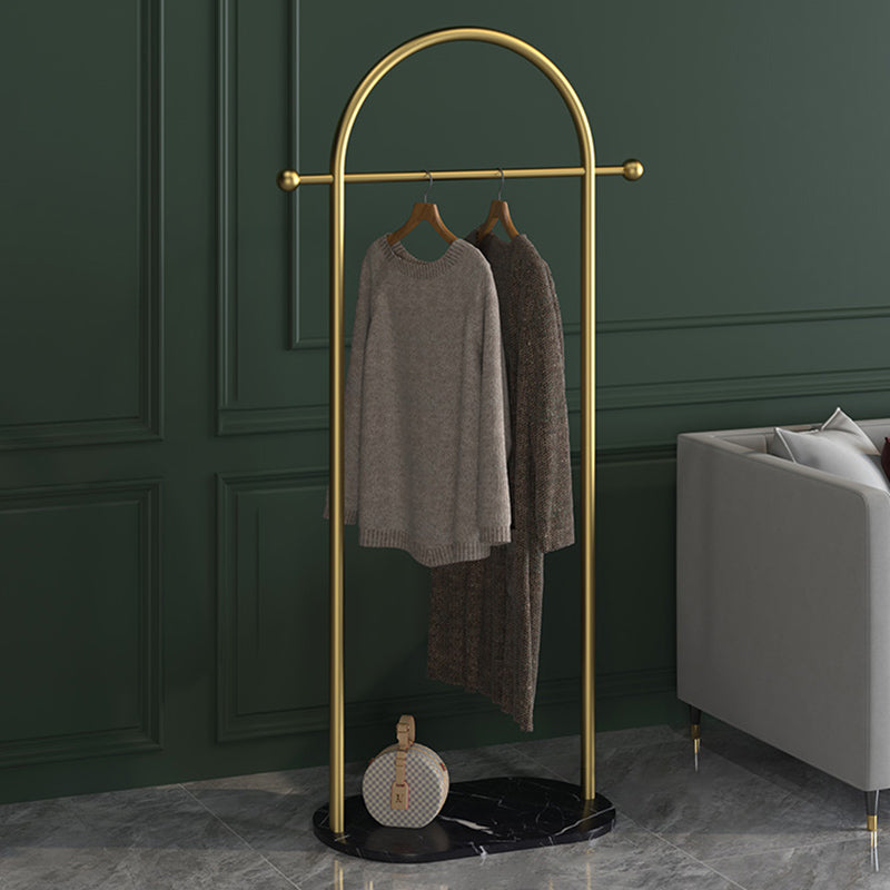 Luxurious Metallic Coat Hanger Pure Color Free Standing Marble Base Coat Rack 26"L x 12"W x 69"H Gold-Black Basket Not Included Clearhalo 'Entry & Mudroom Furniture' 'furn' 'furn_hall_tree_coat_racks' 'Furniture' 'Hall Trees & Coat Racks' 'hall_tree_coat_racks' 6408553