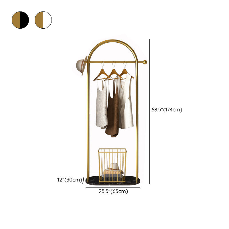 Luxurious Metallic Coat Hanger Pure Color Free Standing Marble Base Coat Rack Clearhalo 'Entry & Mudroom Furniture' 'furn' 'furn_hall_tree_coat_racks' 'Furniture' 'Hall Trees & Coat Racks' 'hall_tree_coat_racks' 6408559