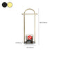 Glam Entry Hall Tree Metal Hanging Rail Storage Basket and 2 Hooks Coat Rack