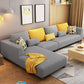 70"W Scandinavian Sectional Sofa Grey Pillowed Back Cushions Sectional 126"L x 71"W x 28"H Linen Left Clearhalo 'furn' 'furn_sectionals' 'Furniture' 'Living Room Furniture' 'Sectionals' 6410858