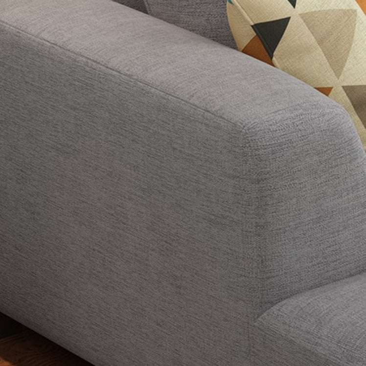 70"W Scandinavian Sectional Sofa Grey Pillowed Back Cushions Sectional Clearhalo 'furn' 'furn_sectionals' 'Furniture' 'Living Room Furniture' 'Sectionals' 6410863