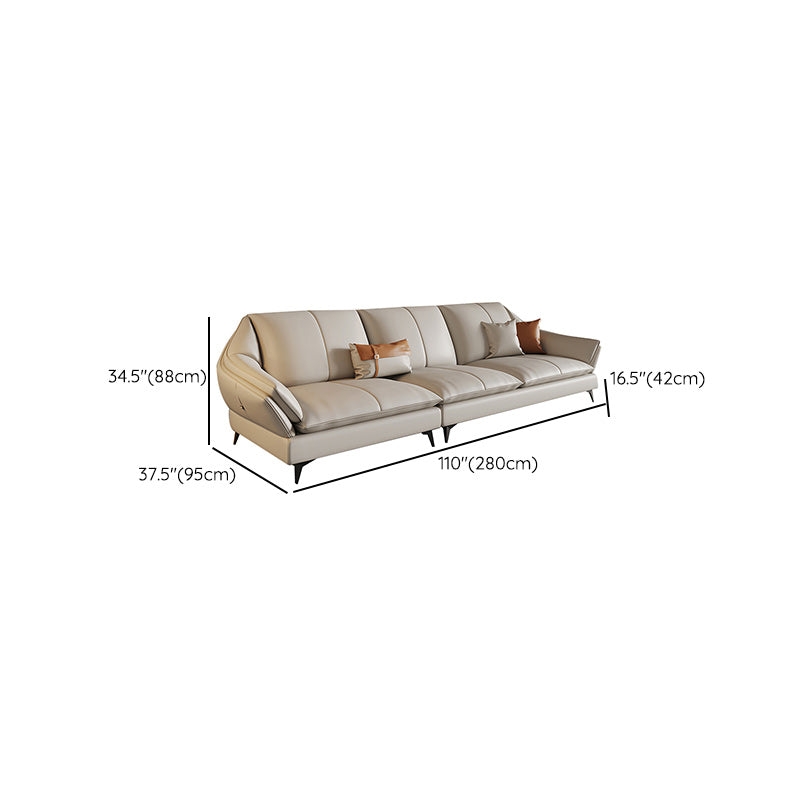 Sofa sectionnel contemporain sectionnel en cuir beige avec oreillers