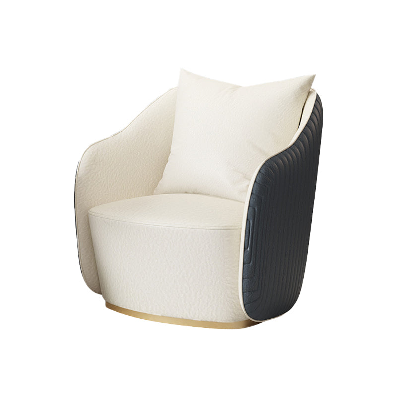 Contemporary Accent Armchair Modern Arms Included Barrel Accent Chair Black White Faux Leather 1 Piece Clearhalo 'Accent Chairs' 'accent_chairs' 'Chairs & Seating' 'furn' 'furn_accent_chairs' 'Furniture' 'Living Room Furniture' 6410979