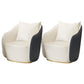 Contemporary Accent Armchair Modern Arms Included Barrel Accent Chair Black White Faux Leather 2 Piece Set Clearhalo 'Accent Chairs' 'accent_chairs' 'Chairs & Seating' 'furn' 'furn_accent_chairs' 'Furniture' 'Living Room Furniture' 6410980