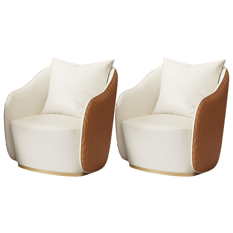 Contemporary Accent Armchair Modern Arms Included Barrel Accent Chair Yellow White Faux Leather 2 Piece Set Clearhalo 'Accent Chairs' 'accent_chairs' 'Chairs & Seating' 'furn' 'furn_accent_chairs' 'Furniture' 'Living Room Furniture' 6410984