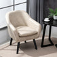 Contemporary Accent Armchair Arms Included Barrel Accent Chair Khaki Faux Leather 1 Piece Clearhalo 'Accent Chairs' 'accent_chairs' 'Chairs & Seating' 'furn' 'furn_accent_chairs' 'Furniture' 'Living Room Furniture' 6410997