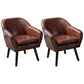 Contemporary Accent Armchair Arms Included Barrel Accent Chair Red Brown Faux Leather 2 Piece Set Clearhalo 'Accent Chairs' 'accent_chairs' 'Chairs & Seating' 'furn' 'furn_accent_chairs' 'Furniture' 'Living Room Furniture' 6410998