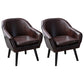 Contemporary Accent Armchair Arms Included Barrel Accent Chair Dark Brown Faux Leather 2 Piece Set Clearhalo 'Accent Chairs' 'accent_chairs' 'Chairs & Seating' 'furn' 'furn_accent_chairs' 'Furniture' 'Living Room Furniture' 6411001