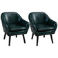 Contemporary Accent Armchair Arms Included Barrel Accent Chair Blackish Green Faux Leather 2 Piece Set Clearhalo 'Accent Chairs' 'accent_chairs' 'Chairs & Seating' 'furn' 'furn_accent_chairs' 'Furniture' 'Living Room Furniture' 6411004