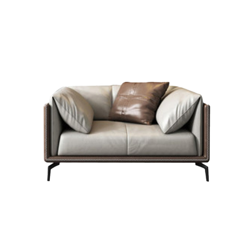 Asiento de cuero de la sala de estar del brazo de almohada de cojines contemporáneos