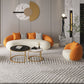Orange Faux Leather Curved Sofa Contemporary Sloped Arm Sofa