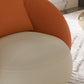 Orange Faux Leather Curved Sofa Contemporary Sloped Arm Sofa