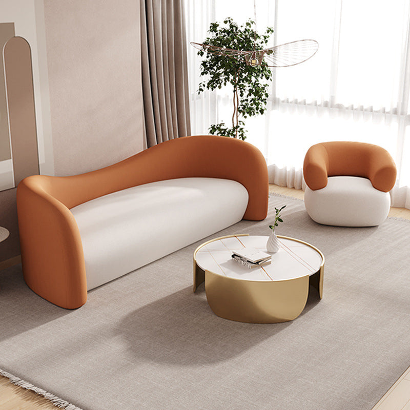 Faux Leather Modern Sofa Sloped Arm Curved Sofa for Living Room Clearhalo 'furn' 'furn_sofas' 'Furniture' 'Living Room Furniture' 'Sofa' 'sofas' 6411099