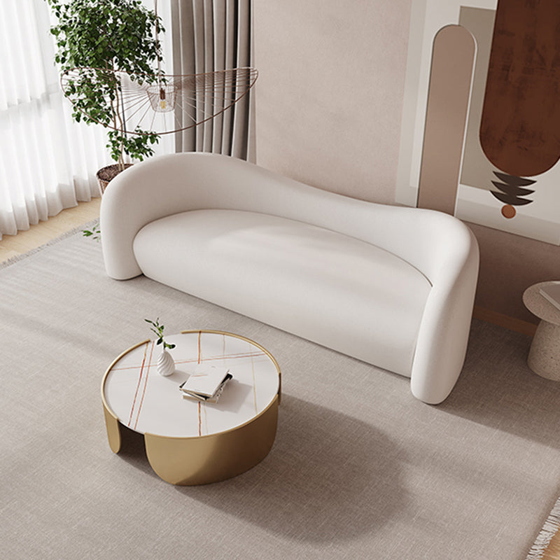 Faux Leather Modern Sofa Sloped Arm Curved Sofa for Living Room White Faux Leather Clearhalo 'furn' 'furn_sofas' 'Furniture' 'Living Room Furniture' 'Sofa' 'sofas' 6411108