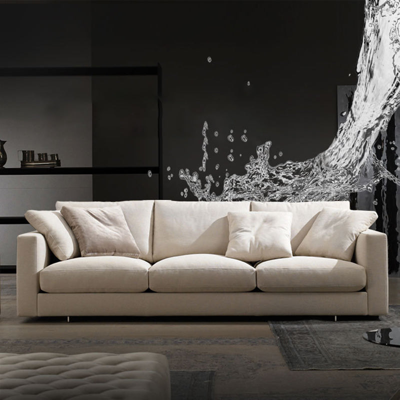 Brown 3-seat Fabric Sofa Sqaure Arm Standard Sofa with 4 Pillows Clearhalo 'furn' 'furn_sofas' 'Furniture' 'Living Room Furniture' 'Sofa' 'sofas' 6411118