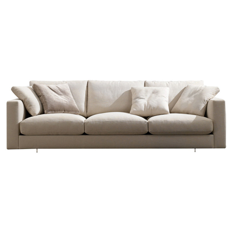 Brown 3-seat Fabric Sofa Sqaure Arm Standard Sofa with 4 Pillows Clearhalo 'furn' 'furn_sofas' 'Furniture' 'Living Room Furniture' 'Sofa' 'sofas' 6411119