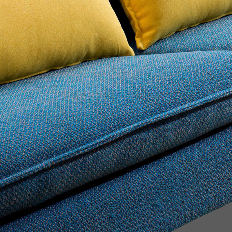 Standard Flared Arm Sofa Fabric Slipcovered Sofa with Wood Accent