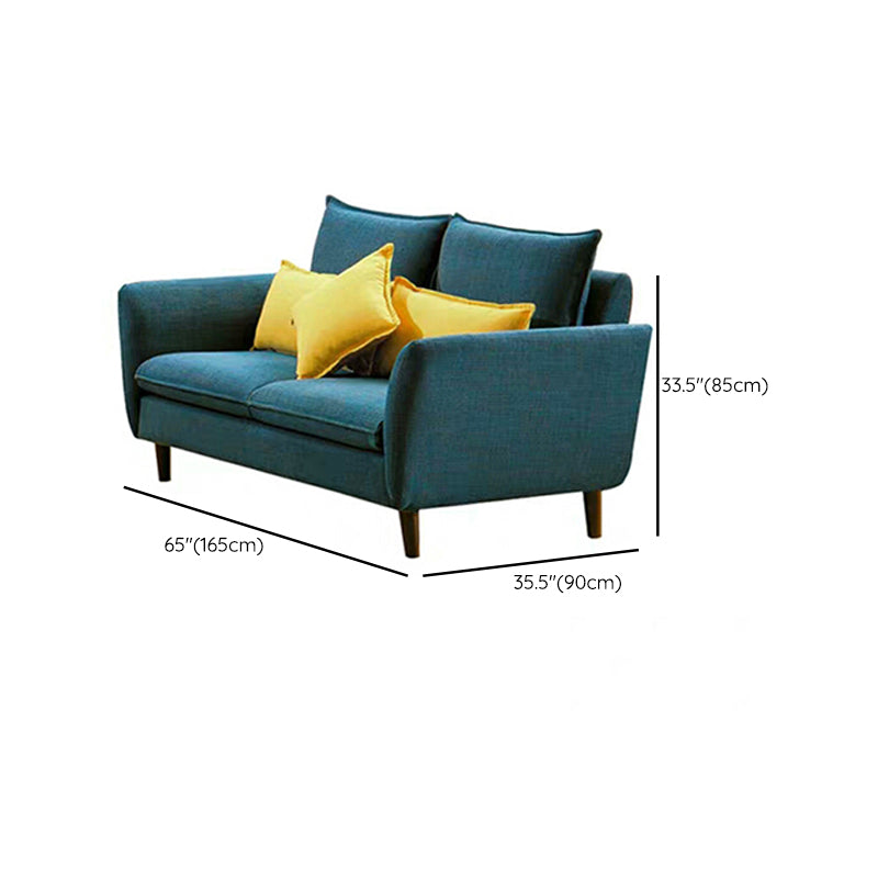 Sofá de tela de sofá de brazo acampanado estándar con acento de madera