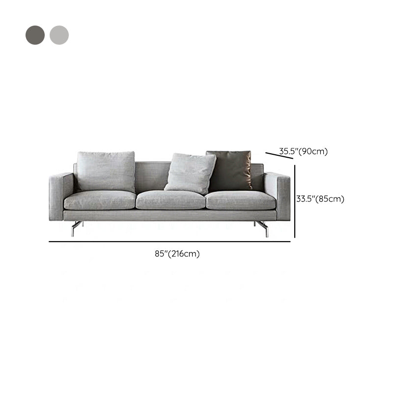 Grijze 3-zits sqaure arm bank sofa eigentijdse slipcovered bank met 3 kussens
