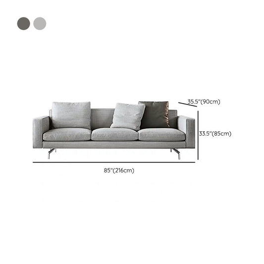 Graues 3-Sitzer-Sqaure-Arm-Sofa zeitgenössisches, rutschloses Sofa mit 3 Kissen