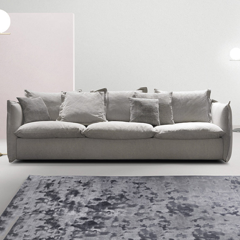 Canapé canapé à bras rond en feuille en lin à 3 places avec 4 oreillers