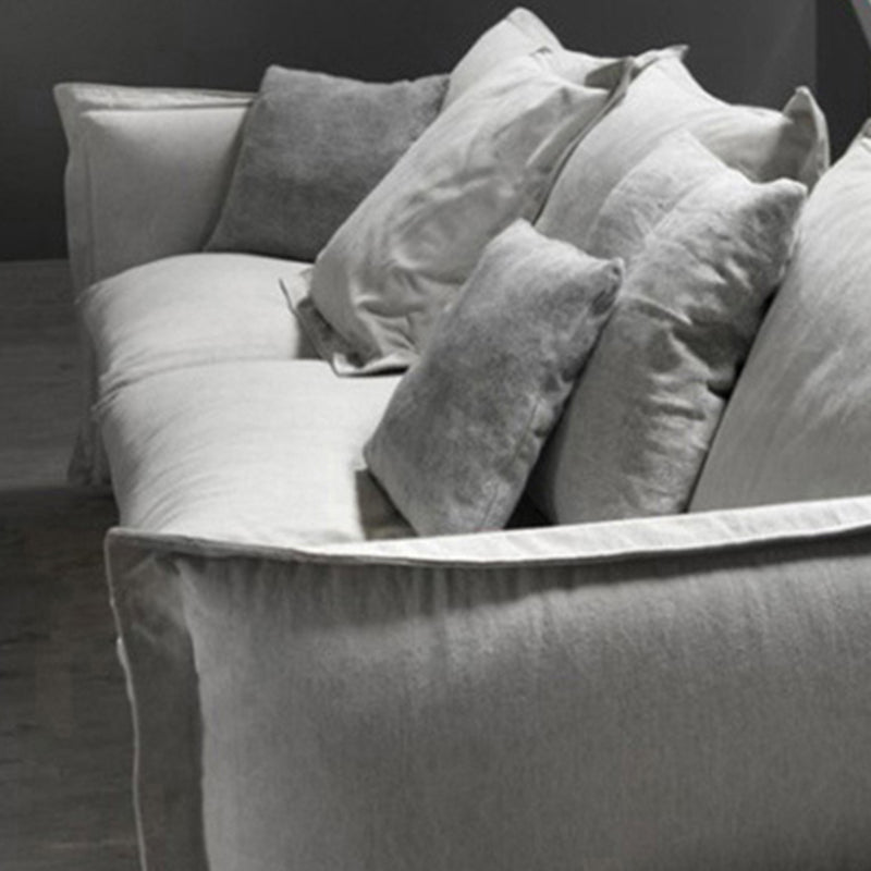 Canapé canapé à bras rond en feuille en lin à 3 places avec 4 oreillers