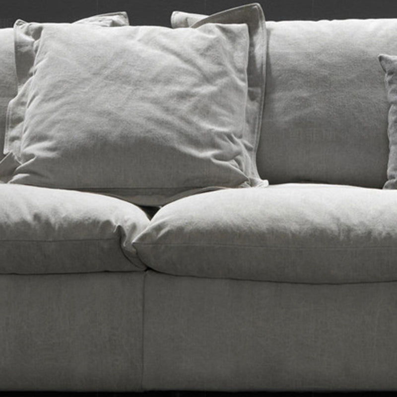 3-zits linnen slipcovered sofa ronde armbank met 4 kussens