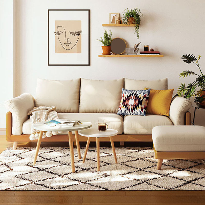 Contemporary Linen Standard Sofa Pillow Top Arm Settee in Beige and Grey Clearhalo 'furn' 'furn_sofas' 'Furniture' 'Living Room Furniture' 'Sofa' 'sofas' 6411169