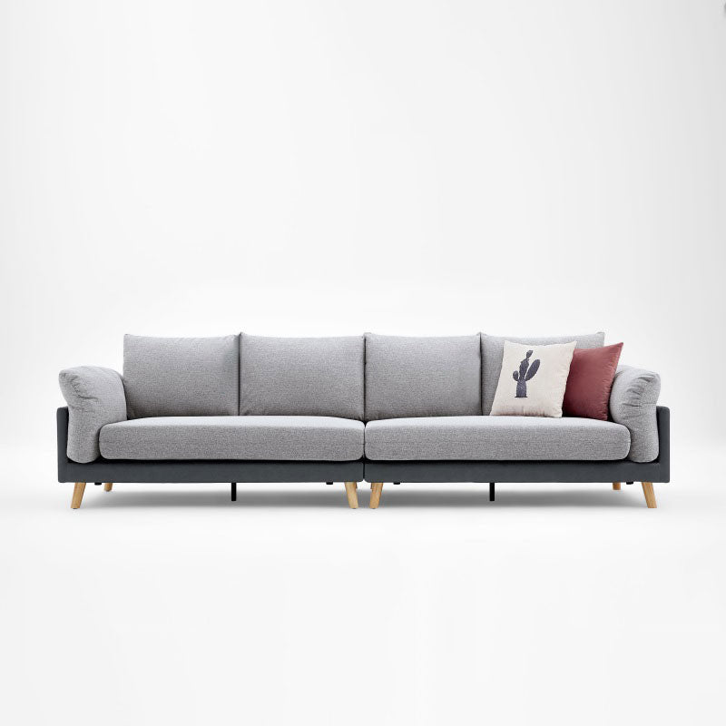 Contemporary Linen Standard Sofa Pillow Top Arm Settee in Beige and Grey 110"L x 33"W x 31.5"H Light Gray Clearhalo 'furn' 'furn_sofas' 'Furniture' 'Living Room Furniture' 'Sofa' 'sofas' 6411173