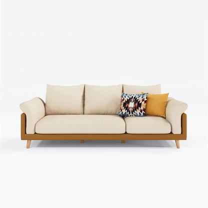 Contemporary Linen Standard Sofa Pillow Top Arm Settee in Beige and Grey 85"L x 33"W x 31"H Beige Clearhalo 'furn' 'furn_sofas' 'Furniture' 'Living Room Furniture' 'Sofa' 'sofas' 6411176