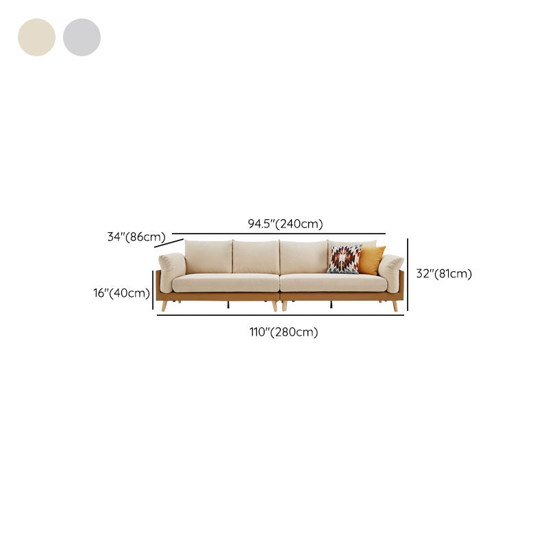Contemporary Linen Standard Sofa Pillow Top Arm Settee in Beige and Grey Clearhalo 'furn' 'furn_sofas' 'Furniture' 'Living Room Furniture' 'Sofa' 'sofas' 6411182