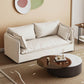 White Stationary Sofa Modern Square Arm Sofa for Living Room
