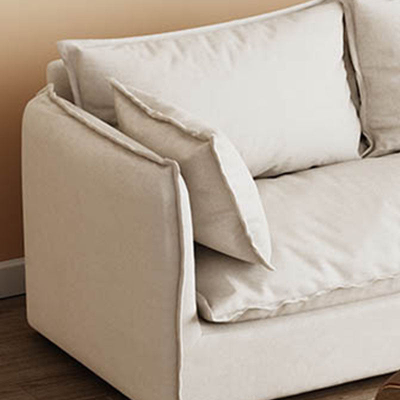 White Stationary Sofa Modern Square Arm Sofa for Living Room