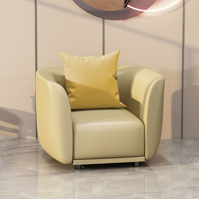 Modern Standard Leather Sofa Stationary Flared Arm Sofa for Living Room