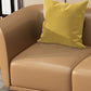 Modern Standard Leather Sofa Stationary Flared Arm Sofa for Living Room