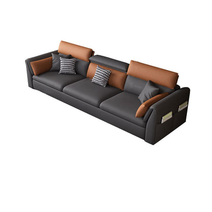 MODERNA STANDARD STANDATING SOFA RESISTENTE RESPONSIONALE PELLE in grigio scuro