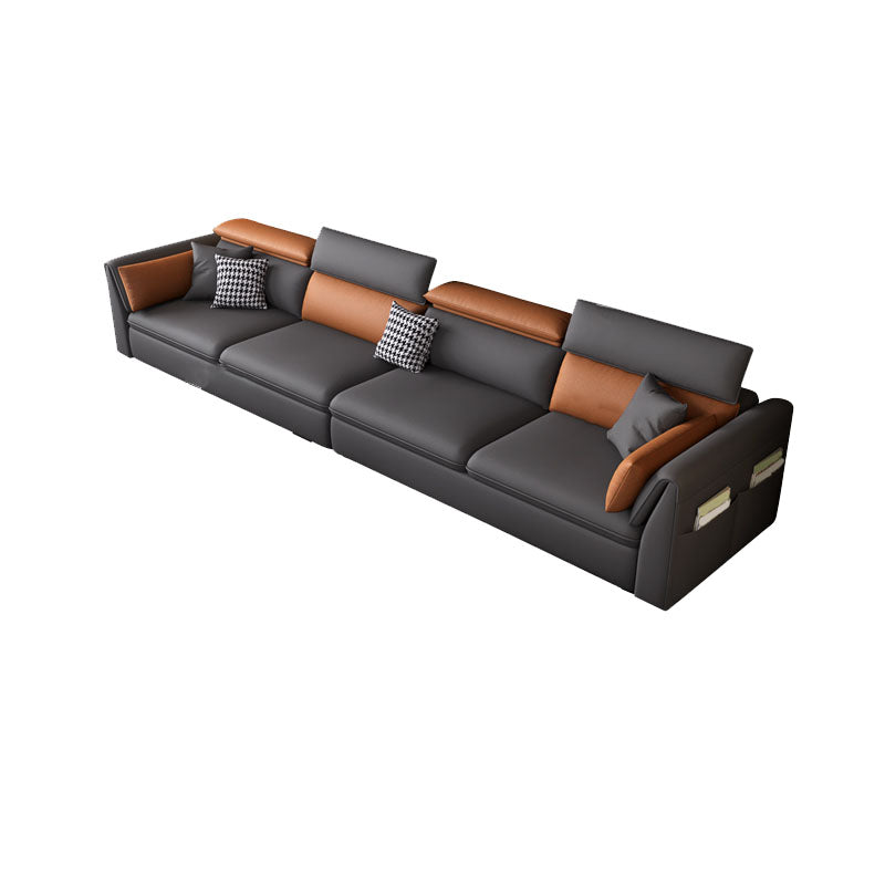 Modern Standard Seating Stain Resistant Sofa Faux Leather in Dark Gray