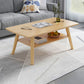 Contemporary Rectangle Wooden Coffee Table with Shelf and 4 Solid Wood Legs