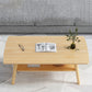 Contemporary Rectangle Wooden Coffee Table with Shelf and 4 Solid Wood Legs