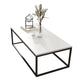 White Marble Coffee Table Glam Frame Coffee or End Table, 17.71" Wide