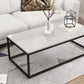 White Marble Coffee Table Glam Frame Coffee or End Table, 17.71" Wide